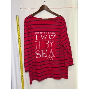 Old Navy Red Navy Striped 3/4 Sleeve Boat Neck T Shirt Size XXL